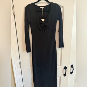 Z Supply Elegant Black Ribbed Dress